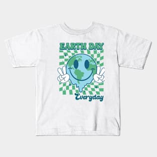 Earth Day Everyday Smile Face Hippie 54th Earth Day Anniversary Kids T-Shirt